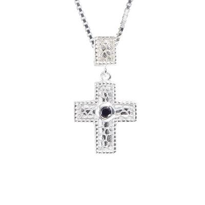 sterling silver pebbled cross cremation pendant necklace